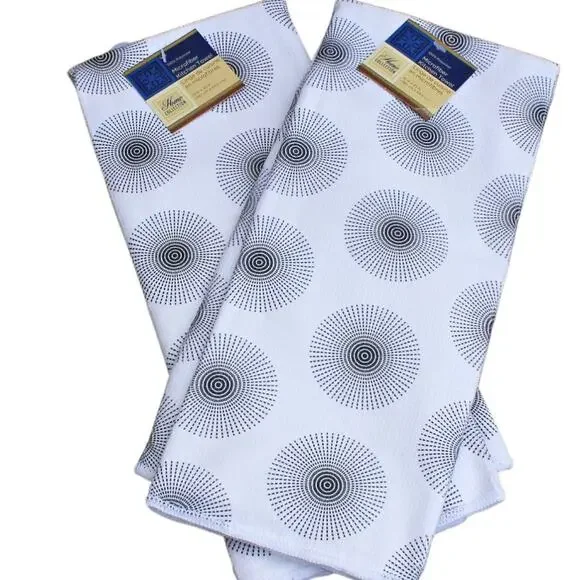 Home Collection 10 Piece Kitchen Linens Set Black & White Mod Retro Funky - Picture 6 of 9